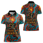 NAIDOC Week 26 Women Polo Shirt 50 Years of Deadly Aboriginal Motif