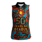 NAIDOC Week 26 Women Sleeveless Polo Shirt 50 Years of Deadly Aboriginal Motif