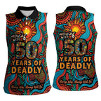 NAIDOC Week 26 Women Sleeveless Polo Shirt 50 Years of Deadly Aboriginal Motif