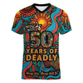 NAIDOC Week 26 Women V-Neck T-Shirt 50 Years of Deadly Aboriginal Motif