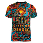 NAIDOC Week 26 Women V-Neck T-Shirt 50 Years of Deadly Aboriginal Motif