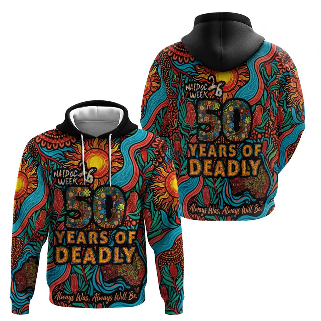 NAIDOC Week 26 Zip Hoodie 50 Years of Deadly Aboriginal Motif