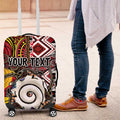Personalised Aotearoa and Australia Together Luggage Cover Koru and Kangaroo - Taniko with Aboriginal Motif