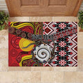 Personalised Aotearoa and Australia Together Rubber Doormat Koru and Kangaroo - Taniko with Aboriginal Motif