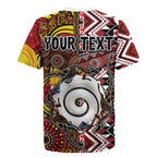 Personalised Aotearoa and Australia Together Rugby Jersey Koru and Kangaroo - Taniko with Aboriginal Motif