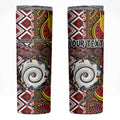 Personalised Aotearoa and Australia Together Skinny Tumbler Koru and Kangaroo - Taniko with Aboriginal Motif