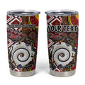 Personalised Aotearoa and Australia Together Tumbler Cup Koru and Kangaroo - Taniko with Aboriginal Motif