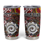 Personalised Aotearoa and Australia Together Tumbler Cup Koru and Kangaroo - Taniko with Aboriginal Motif