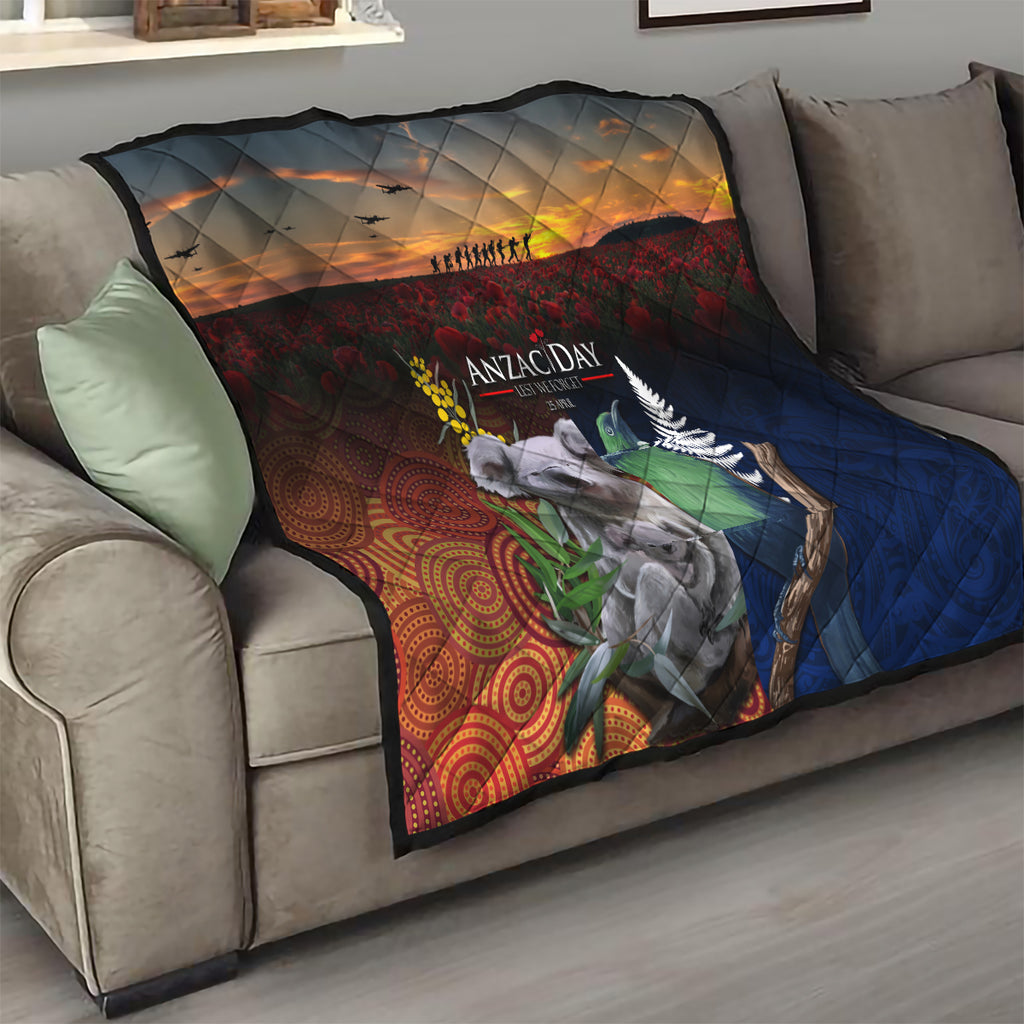 Australia and New Zealand ANZAC Day Quilt Tui Bird and Koala mix Maori and Aboriginal Pattern