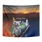 Australia and New Zealand ANZAC Day Tapestry Tui Bird and Koala mix Maori and Aboriginal Pattern