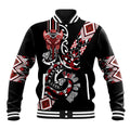 Aotearoa Toitu Te Tiriti-Honour the Treaty Baseball Jacket Maori Taniwha Haka with Taniko and Tukutuku