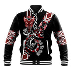 Aotearoa Toitu Te Tiriti-Honour the Treaty Baseball Jacket Maori Taniwha Haka with Taniko and Tukutuku