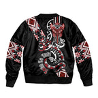 Aotearoa Toitu Te Tiriti-Honour the Treaty Bomber Jacket Maori Taniwha Haka with Taniko and Tukutuku