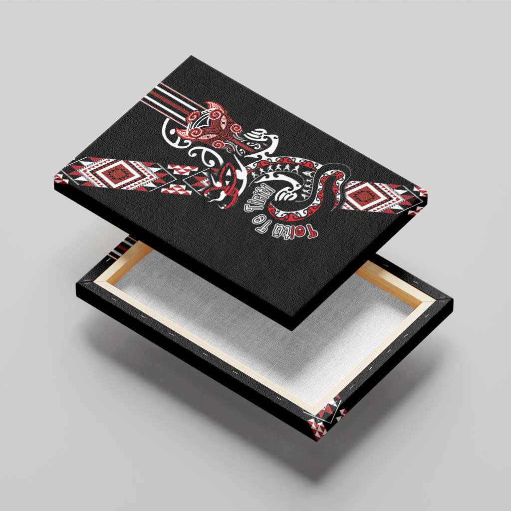Aotearoa Toitu Te Tiriti-Honour the Treaty Canvas Wall Art Maori Taniwha Haka with Taniko and Tukutuku