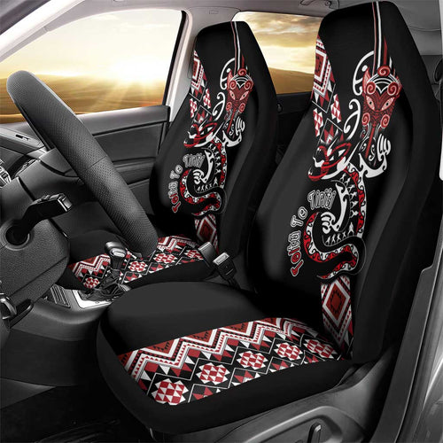 Aotearoa Toitu Te Tiriti-Honour the Treaty Car Seat Cover Maori Taniwha Haka with Taniko and Tukutuku