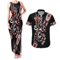 Aotearoa Toitu Te Tiriti-Honour the Treaty Couples Matching Tank Maxi Dress and Hawaiian Shirt Maori Taniwha Haka with Taniko and Tukutuku