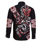 Aotearoa Toitu Te Tiriti-Honour the Treaty Family Matching Off The Shoulder Long Sleeve Dress and Hawaiian Shirt Maori Taniwha Haka with Taniko and Tukutuku