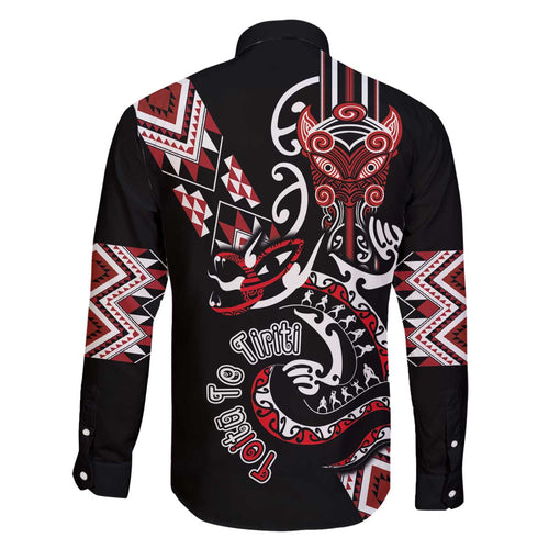 Aotearoa Toitu Te Tiriti-Honour the Treaty Family Matching Off The Shoulder Long Sleeve Dress and Hawaiian Shirt Maori Taniwha Haka with Taniko and Tukutuku