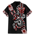Aotearoa Toitu Te Tiriti-Honour the Treaty Family Matching Off Shoulder Maxi Dress and Hawaiian Shirt Maori Taniwha Haka with Taniko and Tukutuku