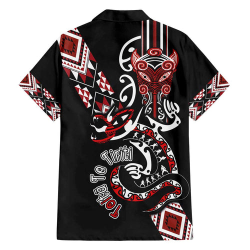 Aotearoa Toitu Te Tiriti-Honour the Treaty Family Matching Short Sleeve Bodycon Dress and Hawaiian Shirt Maori Taniwha Haka with Taniko and Tukutuku