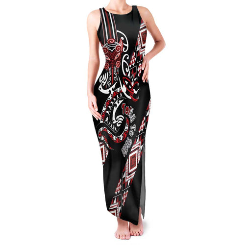 Aotearoa Toitu Te Tiriti-Honour the Treaty Family Matching Tank Maxi Dress and Hawaiian Shirt Maori Taniwha Haka with Taniko and Tukutuku