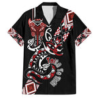 Aotearoa Toitu Te Tiriti-Honour the Treaty Hawaiian Shirt Maori Taniwha Haka with Taniko and Tukutuku