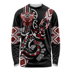 Aotearoa Toitu Te Tiriti-Honour the Treaty Long Sleeve Shirt Maori Taniwha Haka with Taniko and Tukutuku