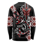 Aotearoa Toitu Te Tiriti-Honour the Treaty Long Sleeve Shirt Maori Taniwha Haka with Taniko and Tukutuku
