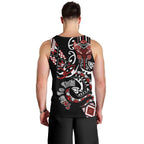 Aotearoa Toitu Te Tiriti-Honour the Treaty Men Tank Top Maori Taniwha Haka with Taniko and Tukutuku