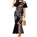 Aotearoa Toitu Te Tiriti-Honour the Treaty Mermaid Dress Maori Taniwha Haka with Taniko and Tukutuku