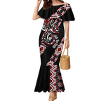 Aotearoa Toitu Te Tiriti-Honour the Treaty Mermaid Dress Maori Taniwha Haka with Taniko and Tukutuku