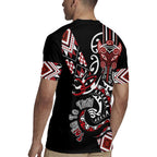 Aotearoa Toitu Te Tiriti-Honour the Treaty Rugby Jersey Maori Taniwha Haka with Taniko and Tukutuku