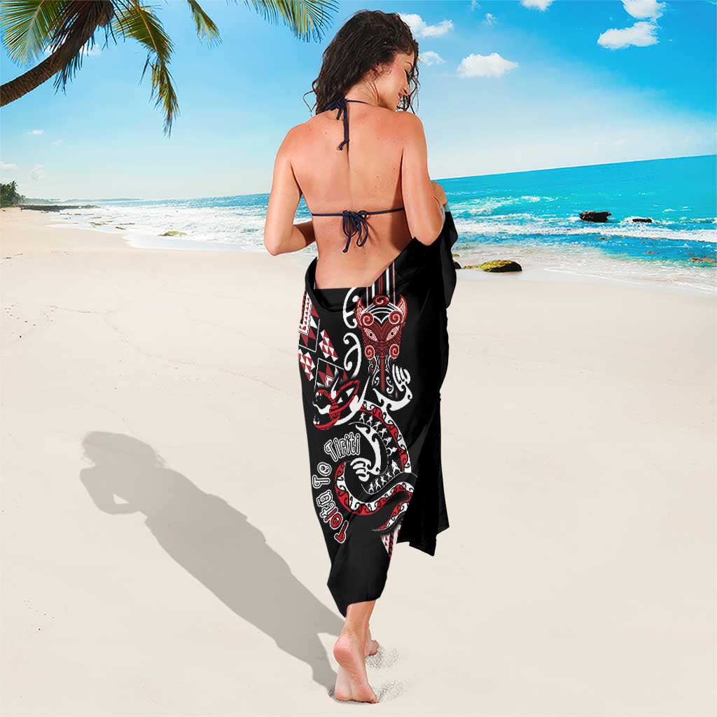 Aotearoa Toitu Te Tiriti-Honour the Treaty Sarong Maori Taniwha Haka with Taniko and Tukutuku