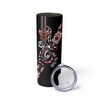 Aotearoa Toitu Te Tiriti-Honour the Treaty Skinny Tumbler Maori Taniwha Haka with Taniko and Tukutuku