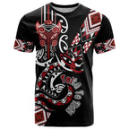 Aotearoa Toitu Te Tiriti-Honour the Treaty T Shirt Maori Taniwha Haka with Taniko and Tukutuku