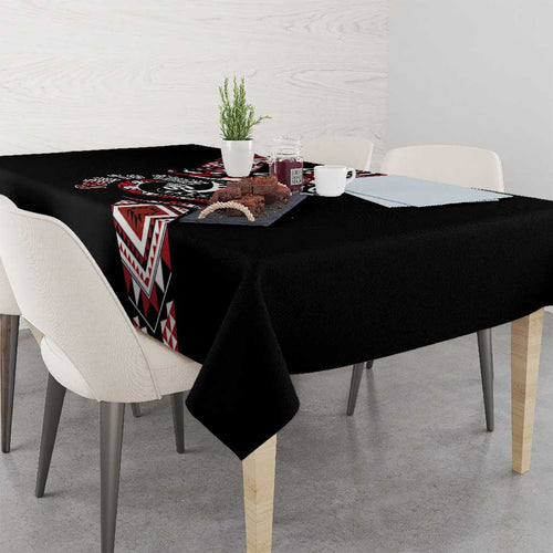 Aotearoa Toitu Te Tiriti-Honour the Treaty Tablecloth Maori Taniwha Haka with Taniko and Tukutuku
