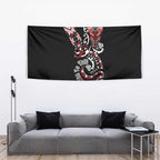 Aotearoa Toitu Te Tiriti-Honour the Treaty Tapestry Maori Taniwha Haka with Taniko and Tukutuku