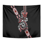 Aotearoa Toitu Te Tiriti-Honour the Treaty Tapestry Maori Taniwha Haka with Taniko and Tukutuku