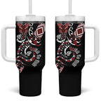 Aotearoa Toitu Te Tiriti-Honour the Treaty Tumbler With Handle Maori Taniwha Haka with Taniko and Tukutuku