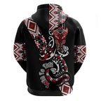 Aotearoa Toitu Te Tiriti-Honour the Treaty Zip Hoodie Maori Taniwha Haka with Taniko and Tukutuku