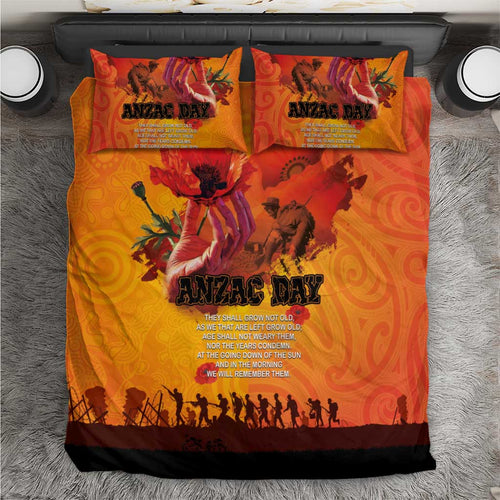 Australia and New Zealand ANZAC Day Bedding Set Soldiers Memories - Red Poppies with Aboriginal and Maori Art