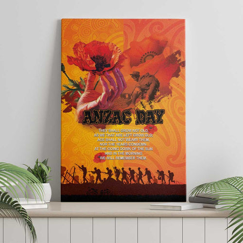 Australia and New Zealand ANZAC Day Canvas Wall Art Soldiers Memories - Red Poppies with Aboriginal and Maori Art