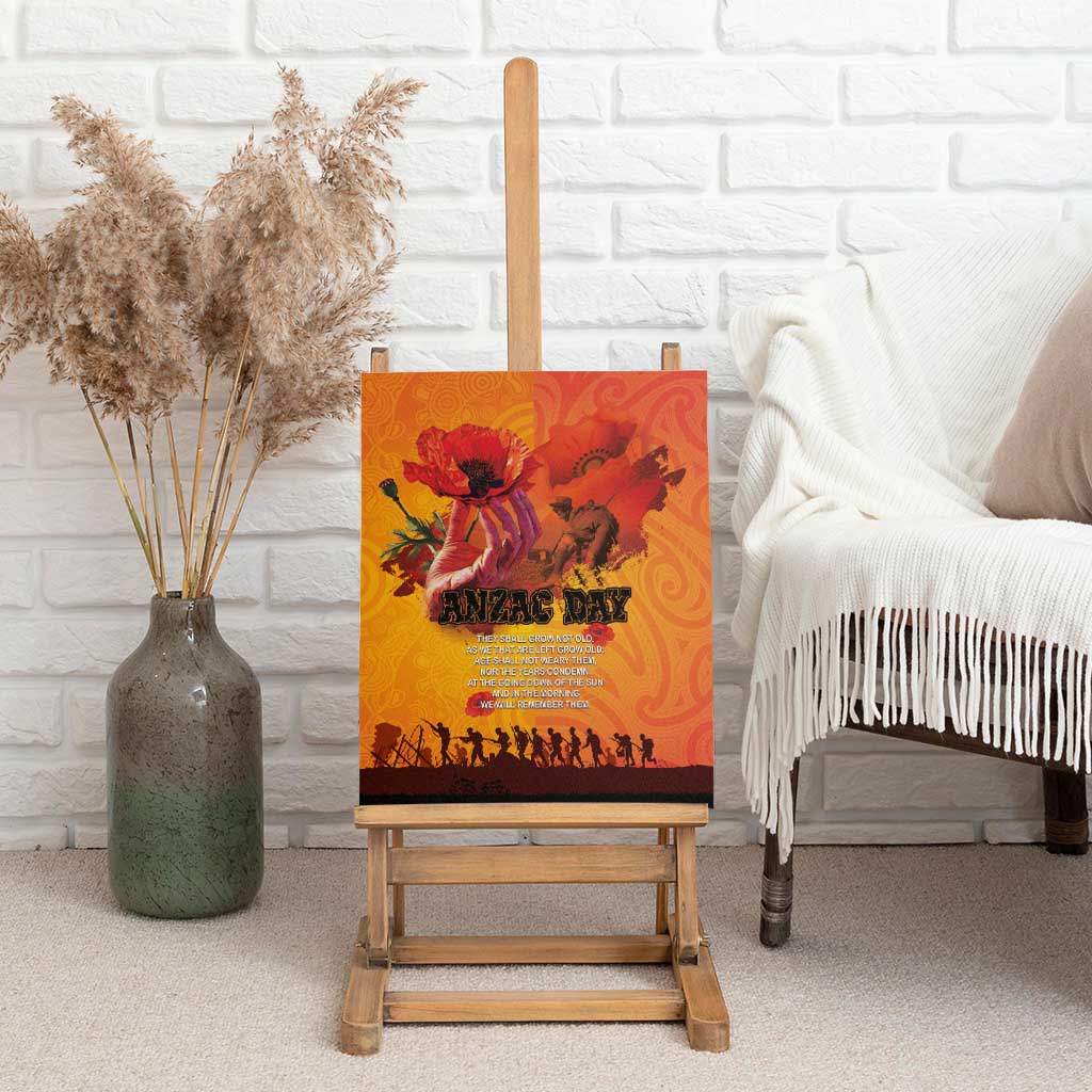 Australia and New Zealand ANZAC Day Canvas Wall Art Soldiers Memories - Red Poppies with Aboriginal and Maori Art