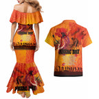 Australia and New Zealand ANZAC Day Couples Matching Mermaid Dress and Hawaiian Shirt Soldiers Memories - Red Poppies with Aboriginal and Maori Art