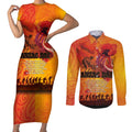 Australia and New Zealand ANZAC Day Couples Matching Short Sleeve Bodycon Dress and Long Sleeve Button Shirt Soldiers Memories - Red Poppies with Aboriginal and Maori Art