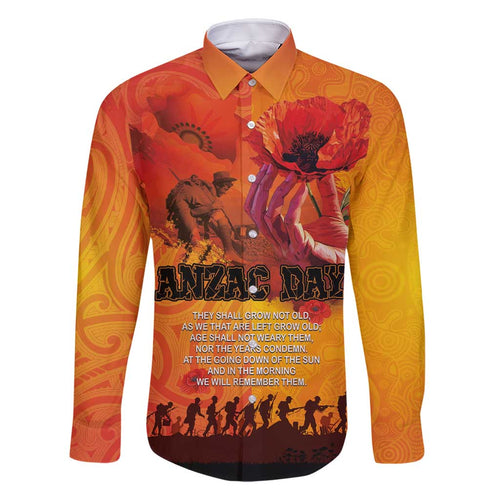 Australia and New Zealand ANZAC Day Family Matching Long Sleeve Bodycon Dress and Hawaiian Shirt Soldiers Memories - Red Poppies with Aboriginal and Maori Art