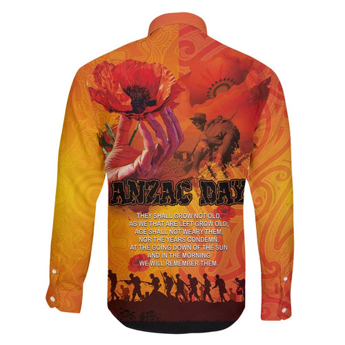 Australia and New Zealand ANZAC Day Family Matching Long Sleeve Bodycon Dress and Hawaiian Shirt Soldiers Memories - Red Poppies with Aboriginal and Maori Art
