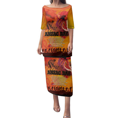Australia and New Zealand ANZAC Day Family Matching Puletasi and Hawaiian Shirt Soldiers Memories - Red Poppies with Aboriginal and Maori Art