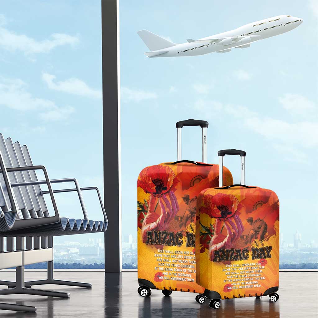 Australia and New Zealand ANZAC Day Luggage Cover Soldiers Memories - Red Poppies with Aboriginal and Maori Art