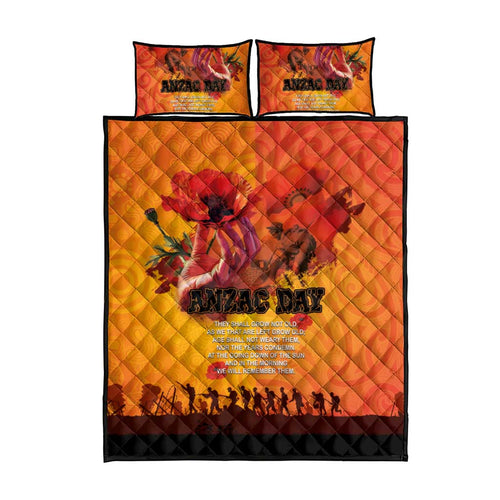 Australia and New Zealand ANZAC Day Quilt Bed Set Soldiers Memories - Red Poppies with Aboriginal and Maori Art